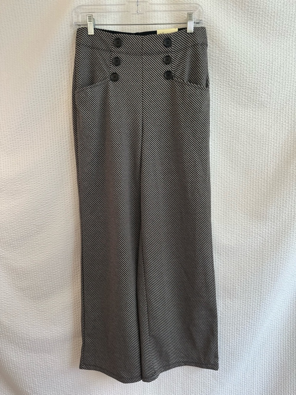 MAX STUDIO LONDON Black White Wide Leg Sailor Pants High Rise Size Medium NWT